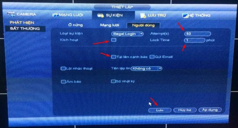 Trong mục bất thường tiến hành làm theo các bước như hình