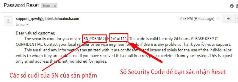 Kiểm tra email xem đã nhận được email hỗ trợ thông tin từ hãng chưa
