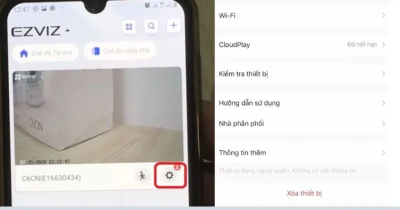 Mở ứng dụng EZVIZ trên điện thoại để reset camera EZVIZ
