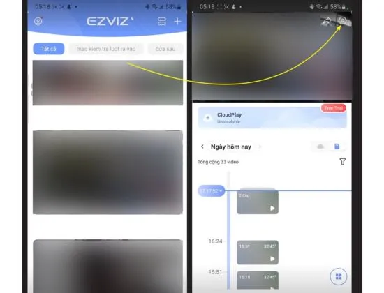 Mở ứng dụng Ezviz trên điện thoại di động