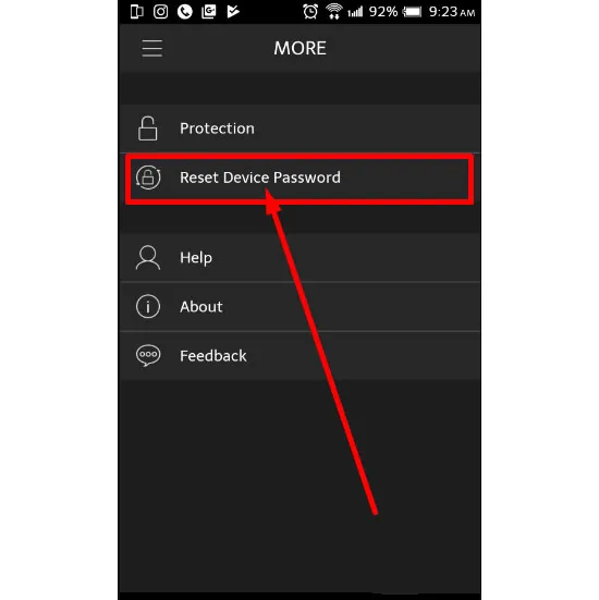 Chọn mục reset mật khẩu của thiết bị