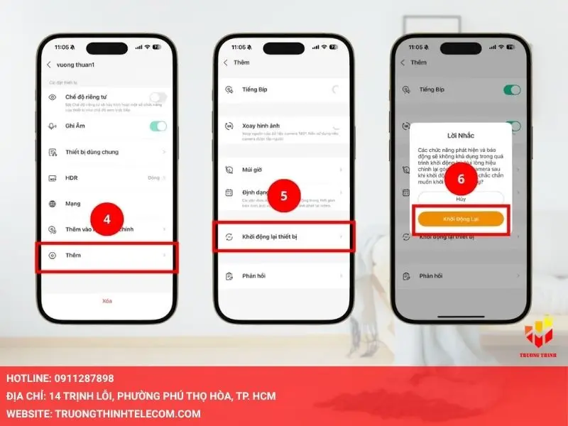 Nhấn Khởi động lại thiết bị