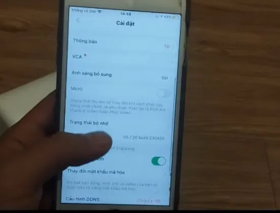 Nhấn vào mục Trạng thái bộ nhớ
