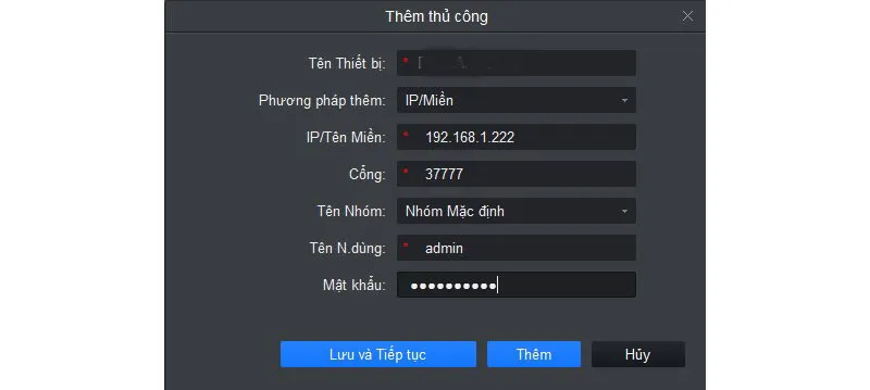 Bạn tiến hành nhập các thông tin