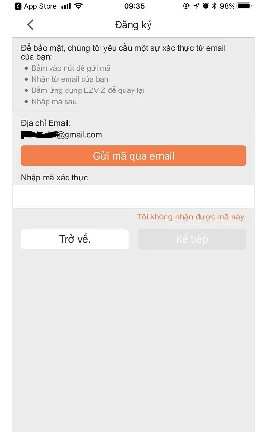 Nhập mã xác thực đã được gửi về Email hoặc Số điện thoại