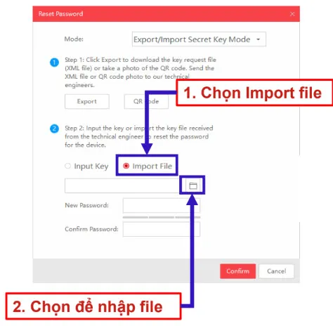 Chọn Import file và nhập file đã nhận từ mail vào
