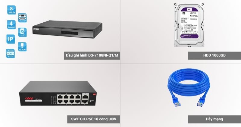 Thông số của đầu ghi DS-7108NI-Q1/M và những phụ kiện đi kèm