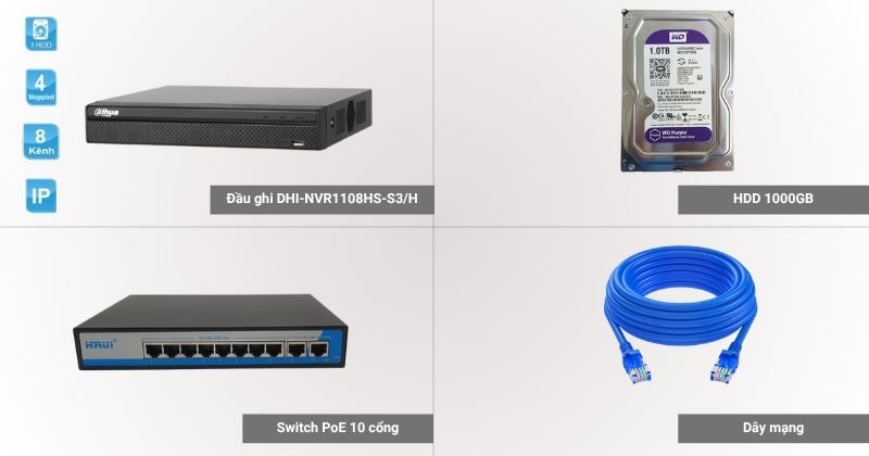 Thông số đầu ghi hình DHI-NVR1108HS-S3/H và các phụ kiện khác