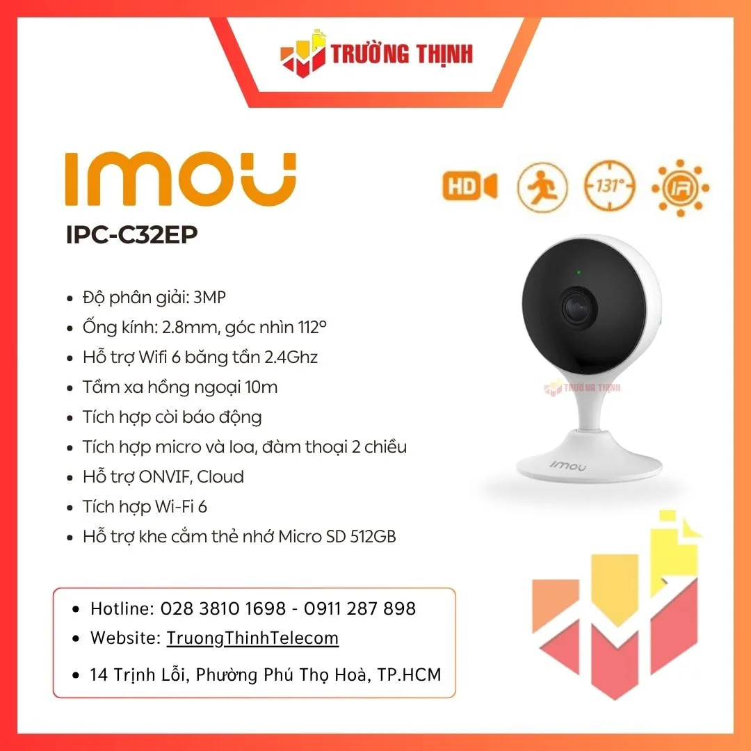 Camera Wifi trong nhà Cue C32 3MP Imou IPC-C32EP đàm thoại gốc rộng