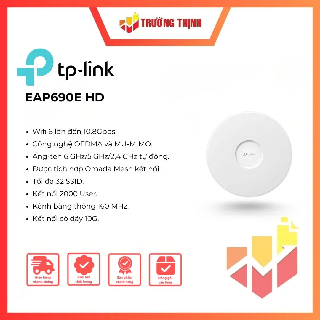 Access Point Gắn Trần WiFi 6E AXE11000 TP-Link EAP690E HD