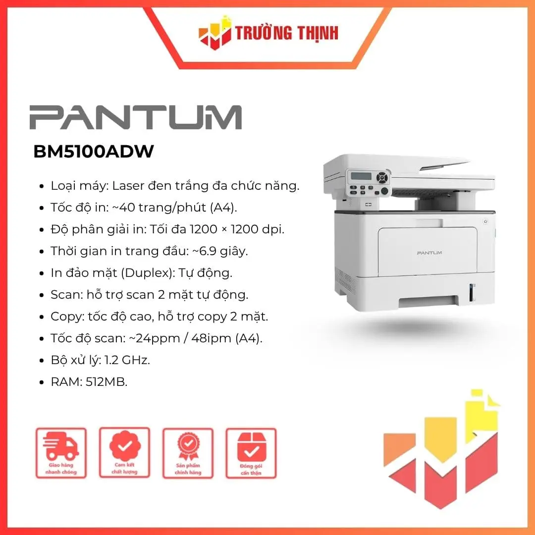 Máy in đa năng đen trắng A4 Pantum BM5100ADW Chính Hãng