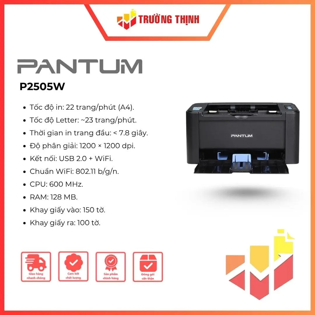 Máy in Laser đen trắng đơn năng Pantum P2505W (In A4, USB, Wifi)