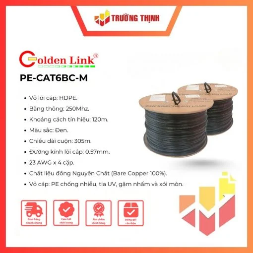 Cáp Mạng CAT6 Ngoài Trời Golden Link 305m (PE-CAT6BC-M)
