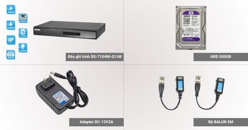 Thông số của đầu ghi Hikvision DS-7204HGHI-M1 và phụ kiện