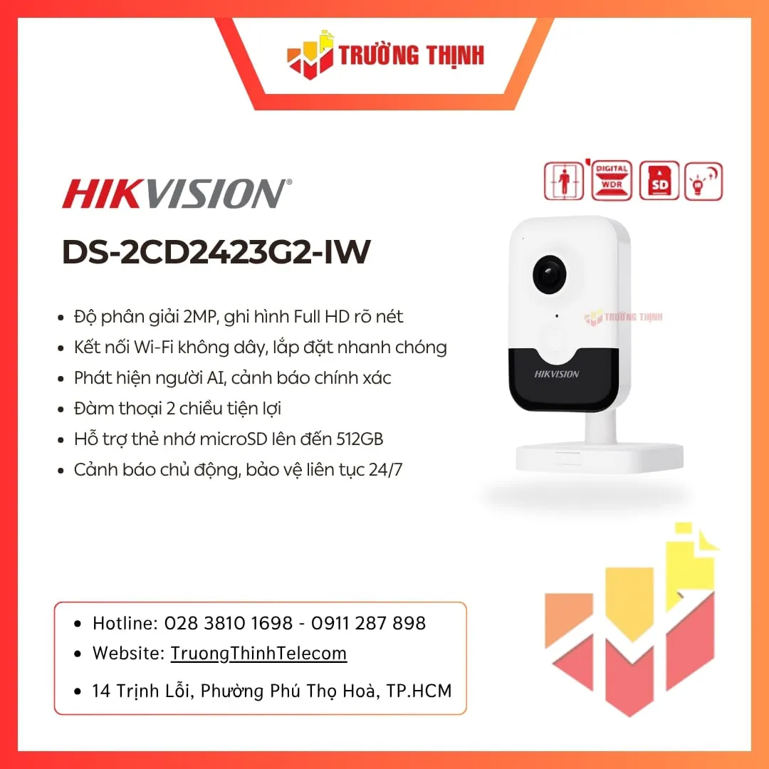 Camera Wifi IP 4MP Cube Hikvision DS-2CD2423G2-IW (W)