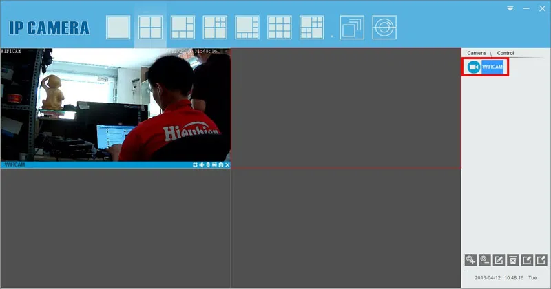 Hình ảnh từ camera hiện lên màn hình