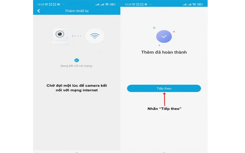 Chờ camera kết nối với Wifi