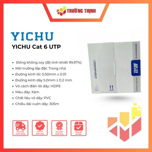 Cáp mạng YICHU Cat 6 UTP đồng nguyên chất 305m YICHU-C6-UTP-CU