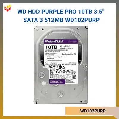 Ổ cứng WD HDD Purple Pro 10TB 3.5" SATA 3 512MB WD102PURP