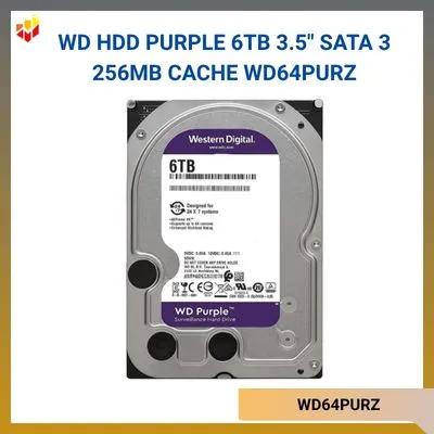 Ổ cứng WD HDD Purple 6TB 3.5" SATA 3 256MB Cache WD64PURZ