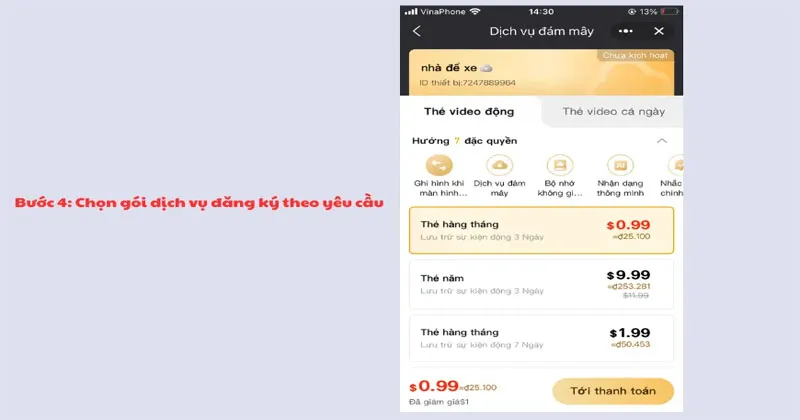 Bạn chọn gói lưu trữ đáp ứng nhu cầu của bạn