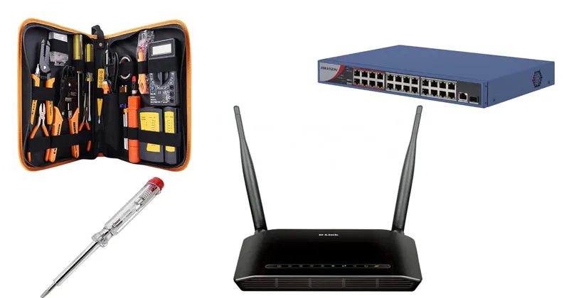 Chuẩn bị công cụ và vật liệu để đi dây mạng tủ rack