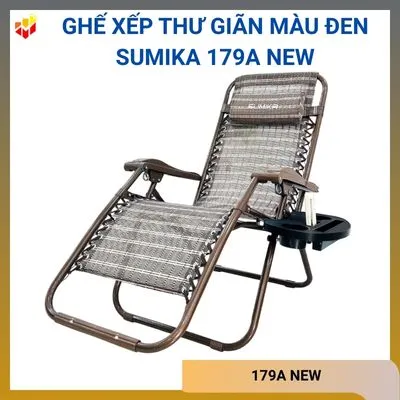 Ghế xếp thư giãn bằng vải màu đen Sumika 179A NEW