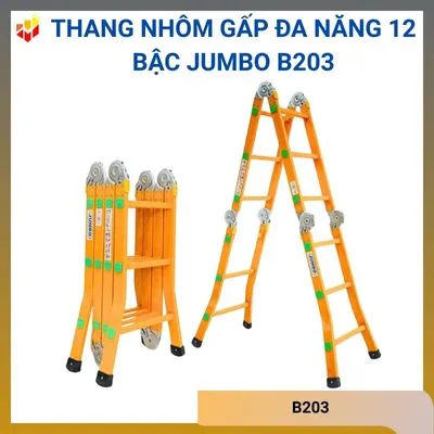 Thang nhôm gấp đa năng 12 bậc Jumbo B203