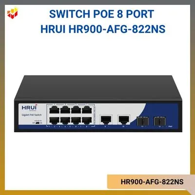 Switch PoE 8 Port 10/100/1000M Hrui HR900-AFG-822NS