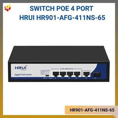 Switch PoE 4 Port 10/100/1000M Hrui HR901-AFG-411NS-65