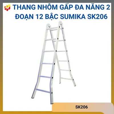 Thang nhôm gấp đa năng 2 đoạn 12 bậc Sumika SK206