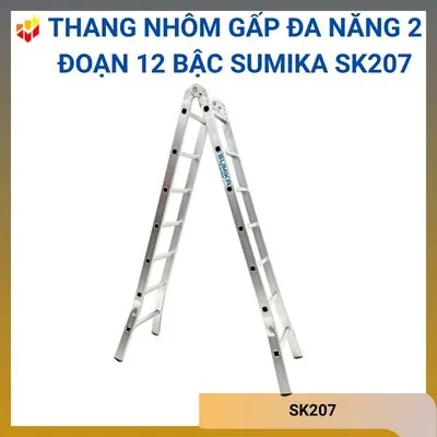 Thang nhôm gấp đa năng 2 đoạn 12 bậc Sumika SK207