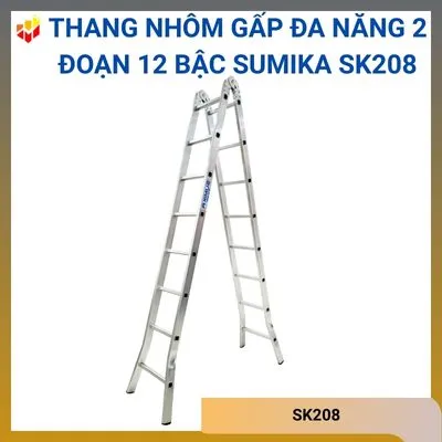 Thang nhôm gấp đa năng 2 đoạn 12 bậc Sumika SK208