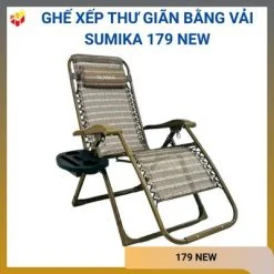Ghế xếp thư giãn bằng vải màu đen Sumika 179 NEW
