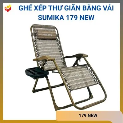 Ghế xếp thư giãn bằng vải màu đen Sumika 179 NEW