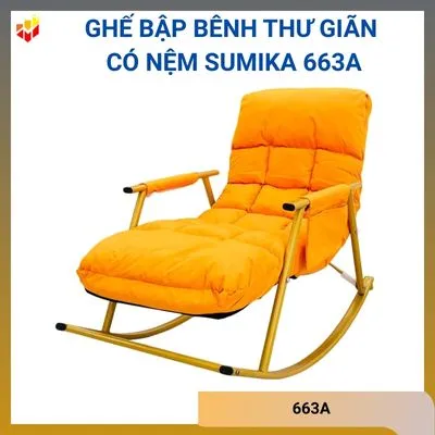Ghế bập bênh thư giãn khung kim loại, có nệm Sumika 663A