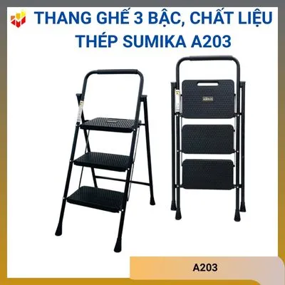 Thang ghế 3 bậc, chất liệu thép Sumika A203
