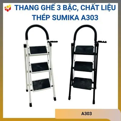 Thang ghế 3 bậc, chất liệu thép Sumika A303