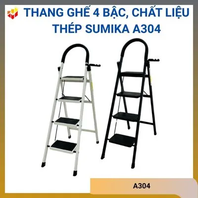 Thang ghế 4 bậc, chất liệu thép Sumika A304