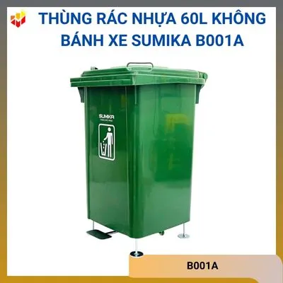 Thùng rác nhựa 60L không có bánh xe Sumika B001A