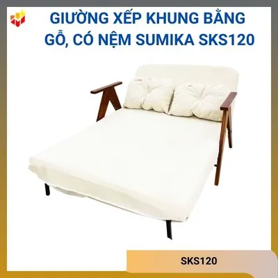 Giường xếp khung bằng gỗ, có nệm Sumika SKS120