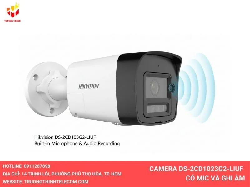 Camera Hikvision DS-2CD1023G2-LIUF có mic ghi âm