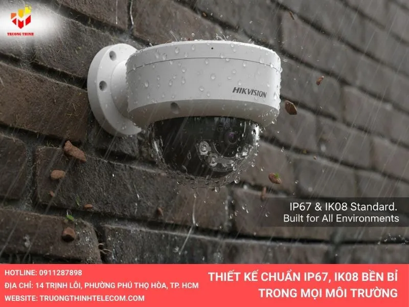 Camera DS-2CD1123G2-LIUF thiết kế chuẩn IP67 và IK08