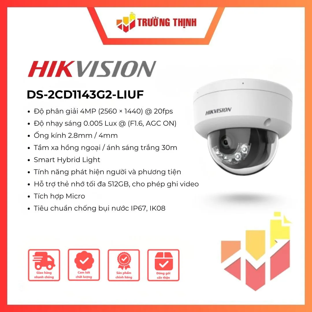Camera dome IP 4MP Hikvision DS-2CD1143G2-LIUF