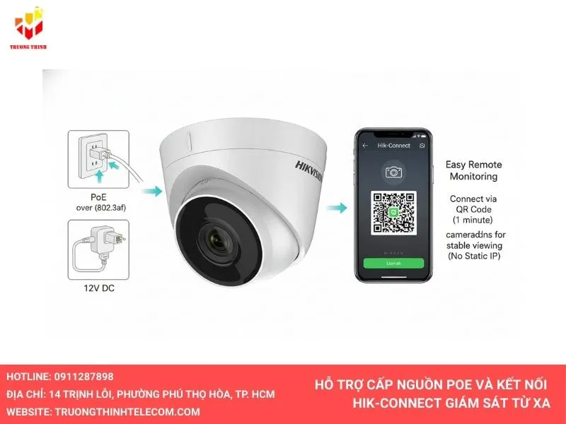 Camera DS-2CD1323G0-IUF nguồn poe