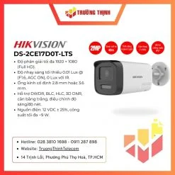 Đầu ghi DVR Hikvision DS-2CE17D0T-LTS chính hãng, dùng cho hệ thống camera Turbo HD/Analog, phù hợp nâng cấp và lưu trữ hình ảnh.