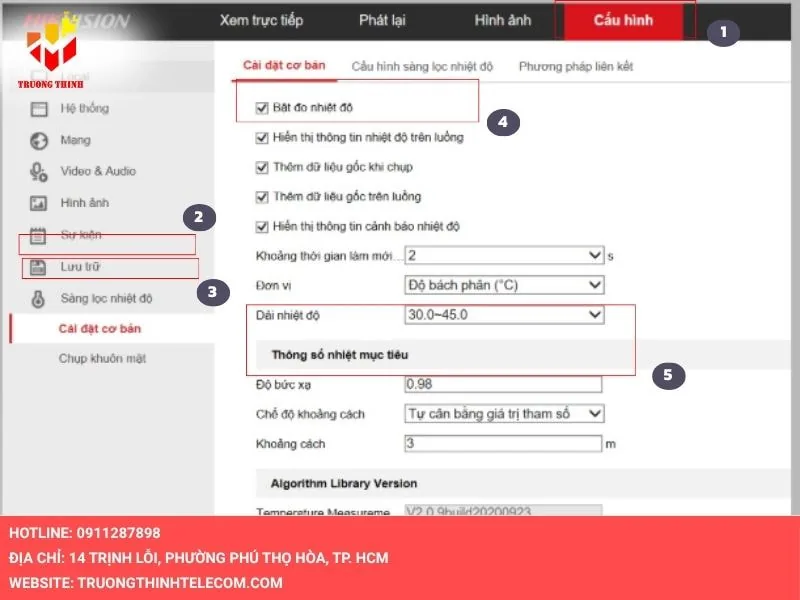 Bật đo nhiệt độ và hiển thị các thông tin