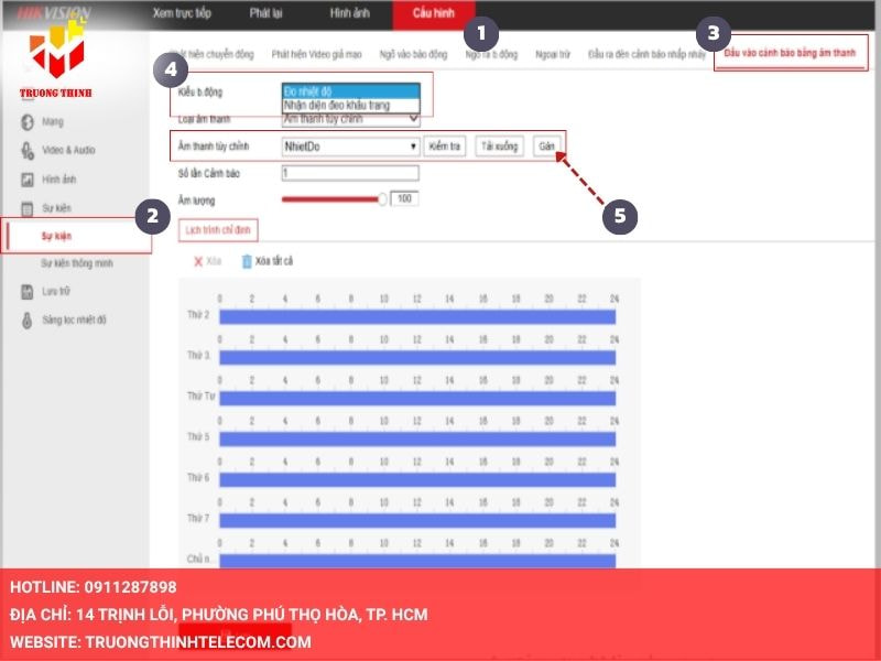Thiết lập kiểu báo động đo nhiệt độ