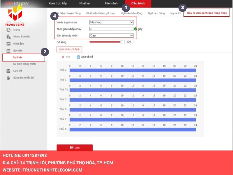 Kích hoạt chế độ đèn nhấp