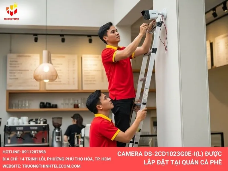 Camera DS-2CD1023G0E-I(L) được lắp đặt tại quán cà phê